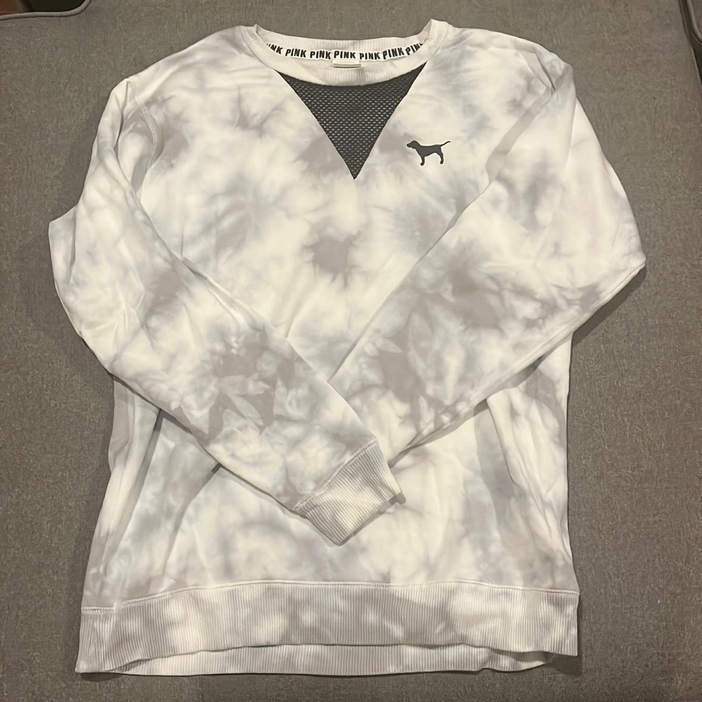 Victoria secret PINK - grey tie dye crew neck
